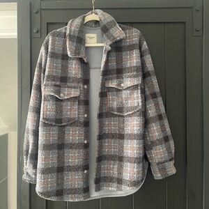 A&F Plaid Button-Up Fleece Shacket